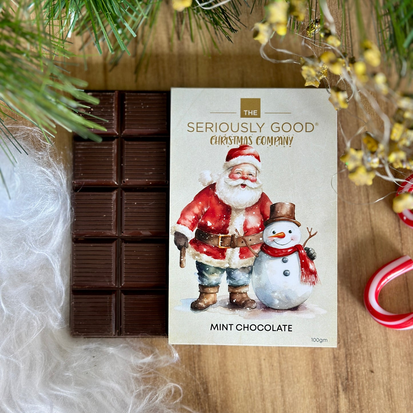 Vintage Christmas, Santa, Mint Chocolate Block
