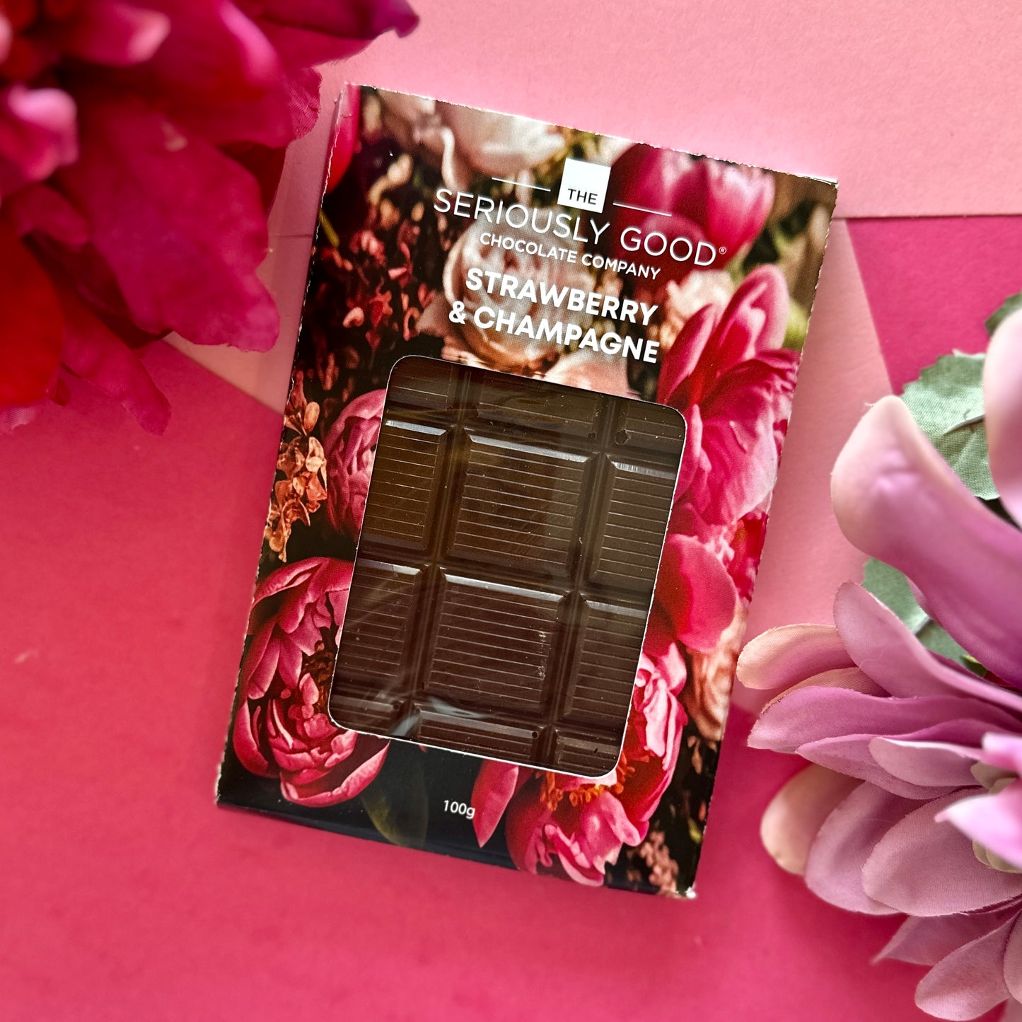 Peonies Cutout - Strawberry and Champagne, Chocolate Tablet Box