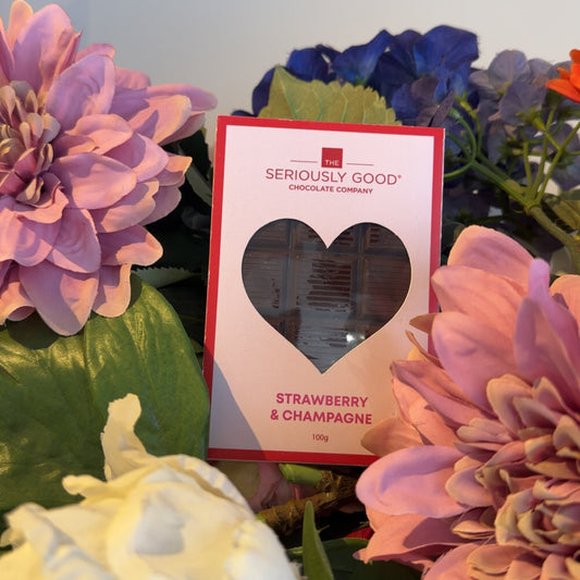 🩷Pink Heart Cutout - Strawberry and Champagne, Chocolate Tablet Box