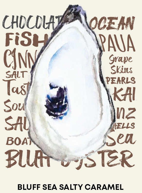 Bluff Oyster Words- Bluff Sea Salty Caramel, Chocolate Block