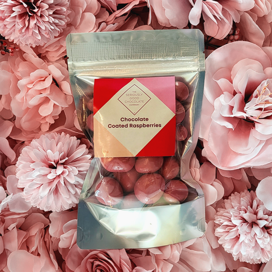 Ruby Chocolate Coated Raspberries, Pouch
