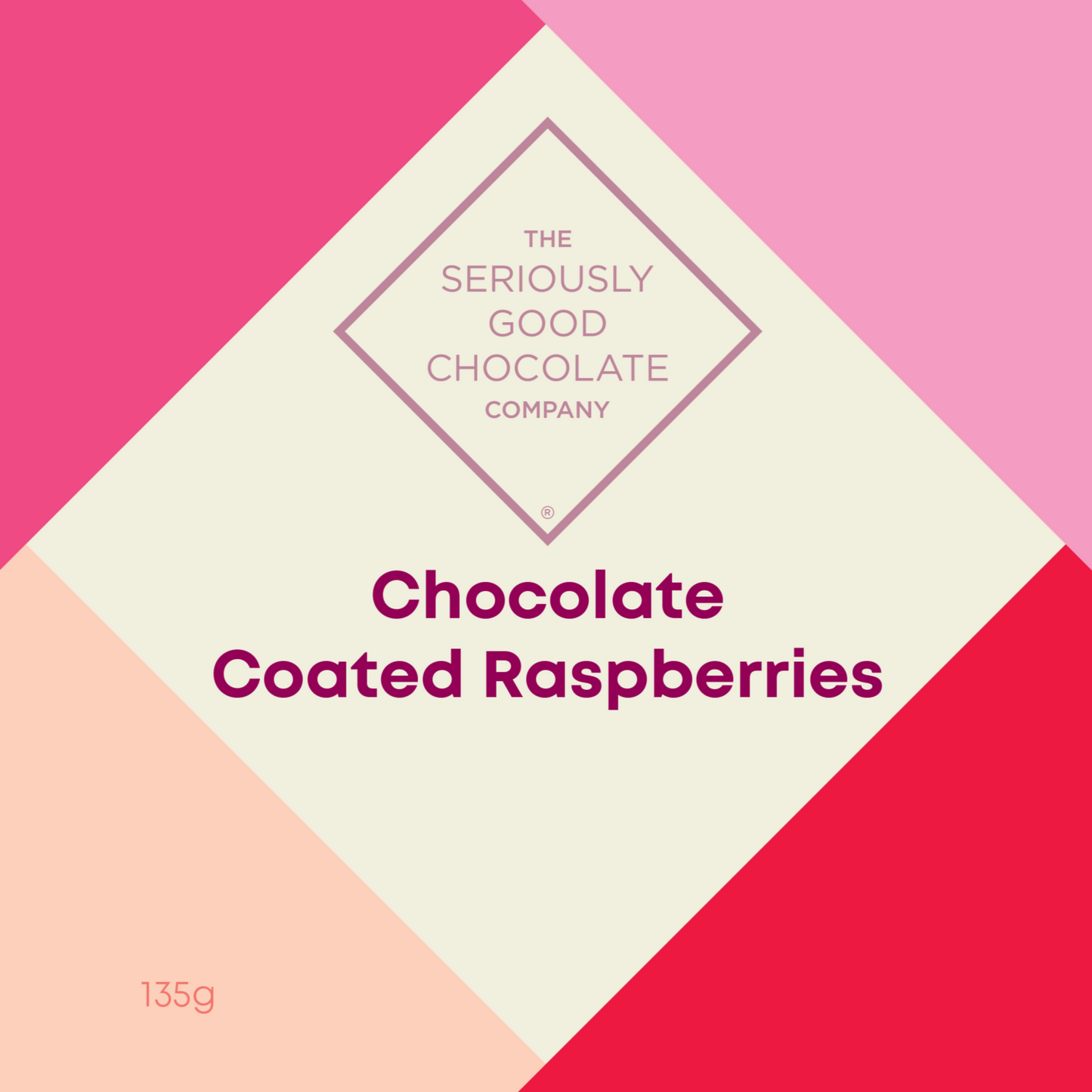 Ruby Chocolate Coated Raspberries, Pouch