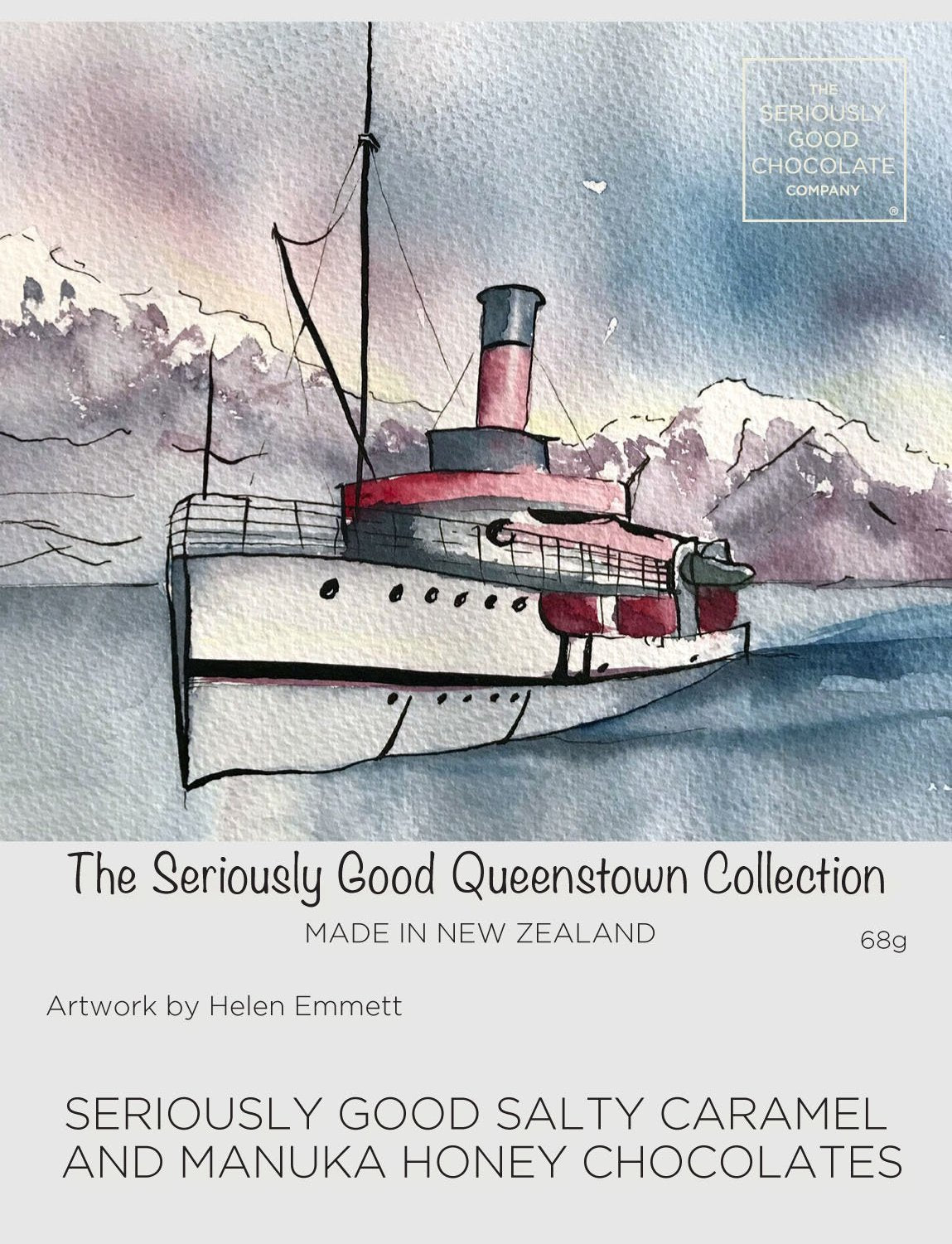 Queenstown Watercolour - Earnslaw, 4 Piece Box