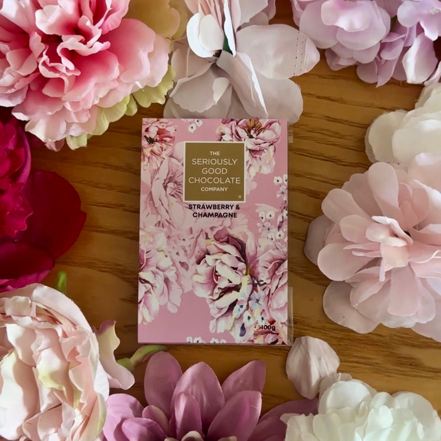 Pastel Floral, Strawberry and Champagne Chocolate Block