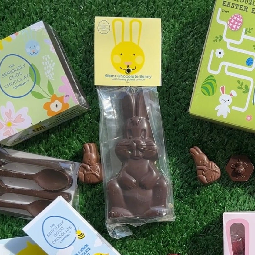 Giant Bunny with Hokey Pokey pieces, Chocolate Block