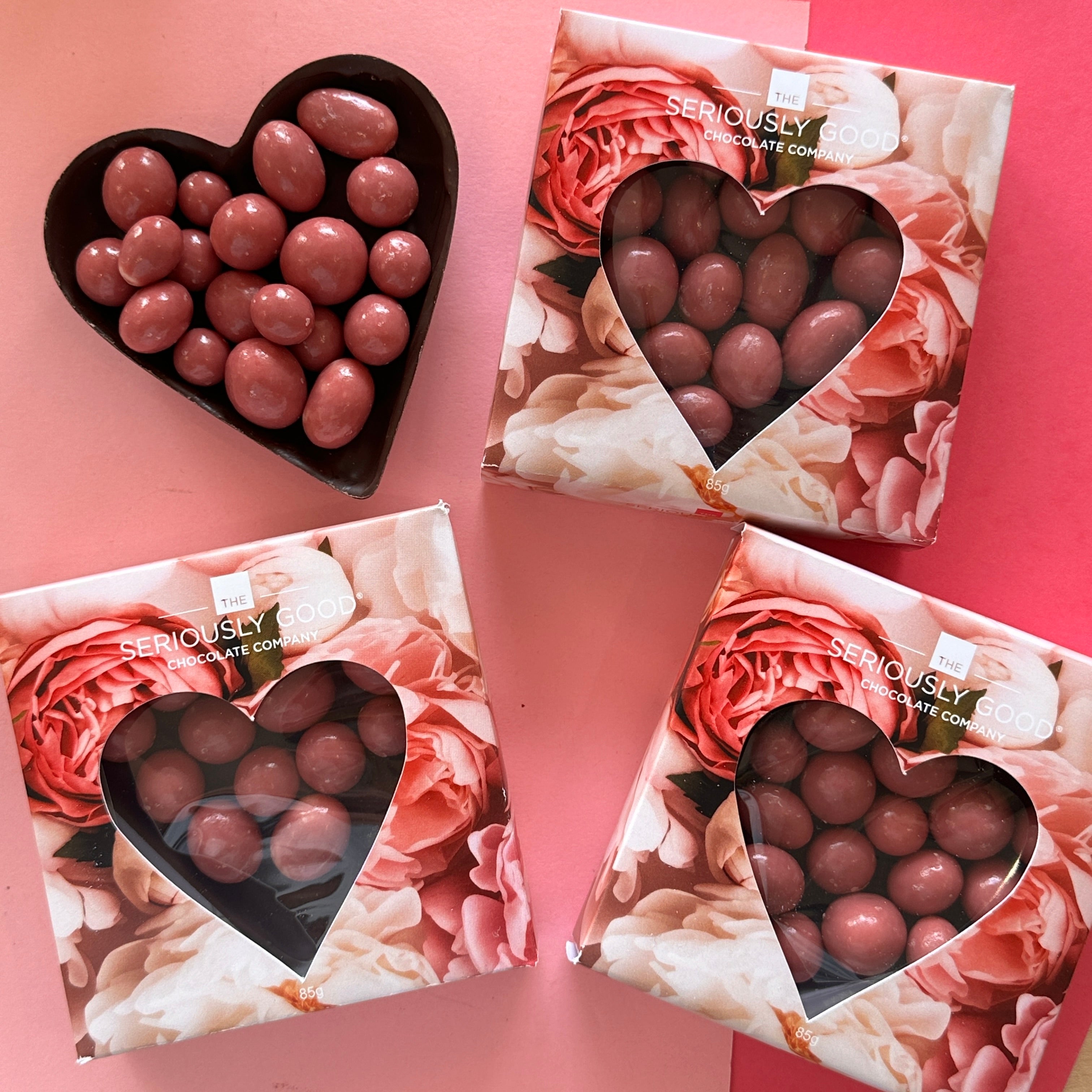Posies Heart - Chocolate heart cup with freeze dried raspberries coated in ruby chocolate