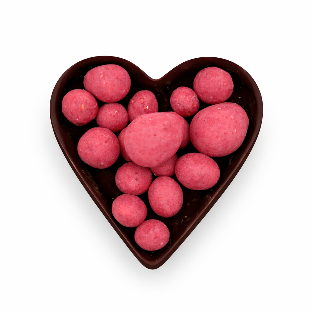Chocolate Coated Raspberries Heart
