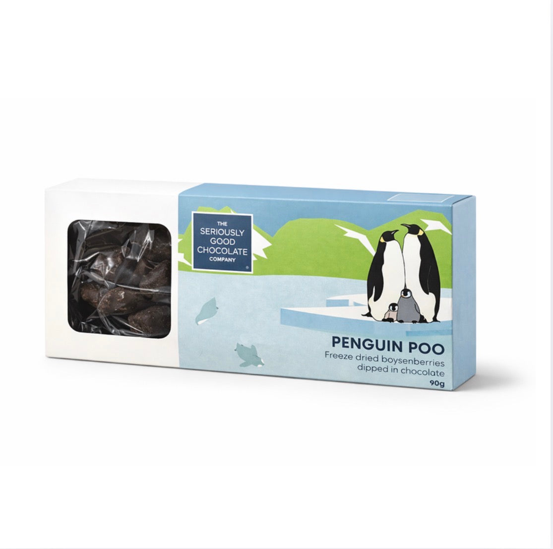 Penguin Poo, Chocolate Dipped Raspberries Log box
