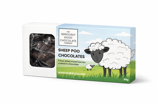 Sheep Poo, Chocolate Dipped Boysenberries Log box