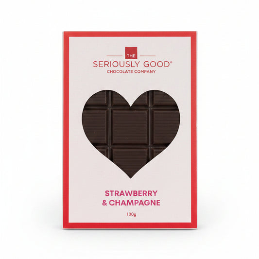🩷 Pink Heart Cutout - Strawberry and Champagne, Chocolate Tablet Box