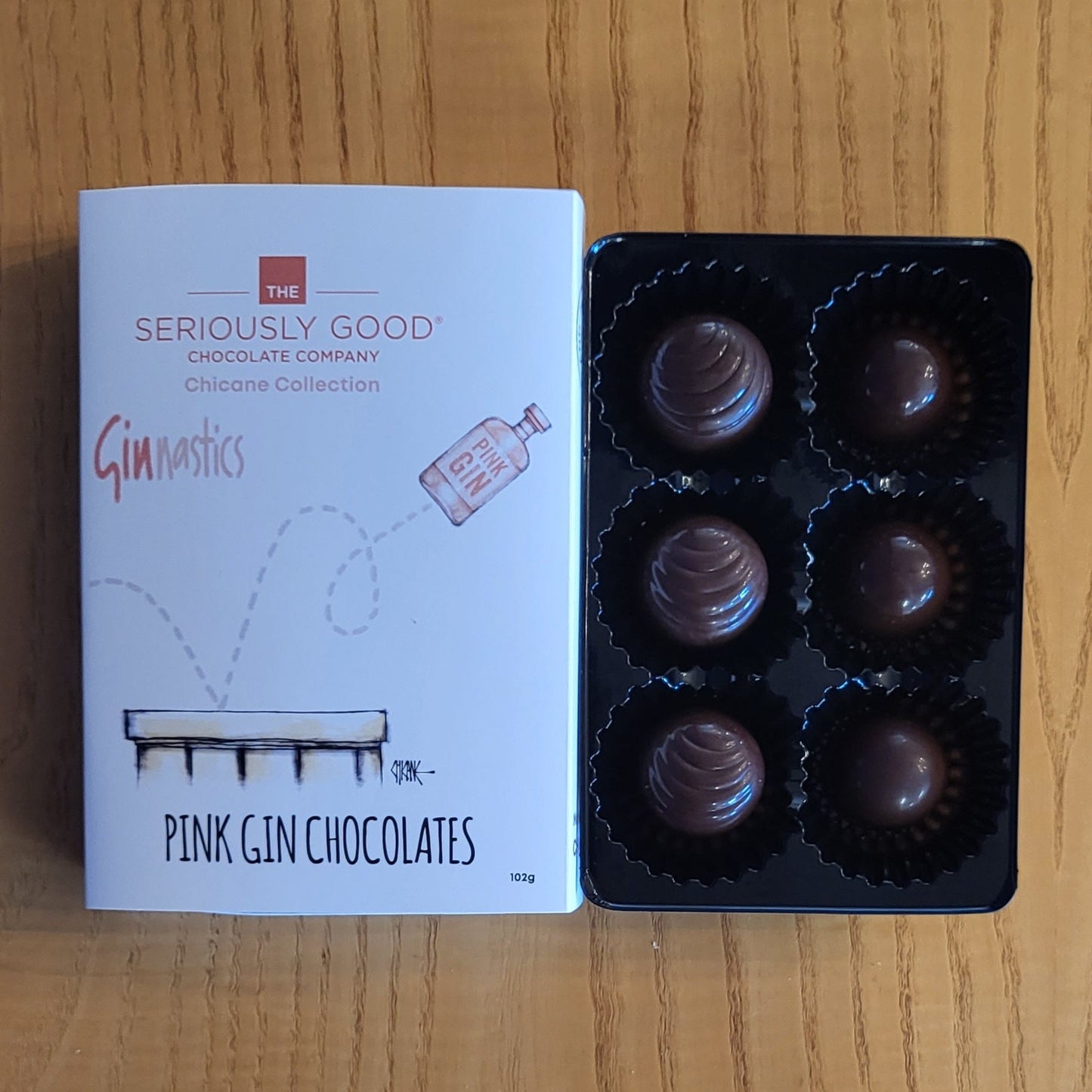 Chicane Mark Winter 6 box of pink gin infused chocolates