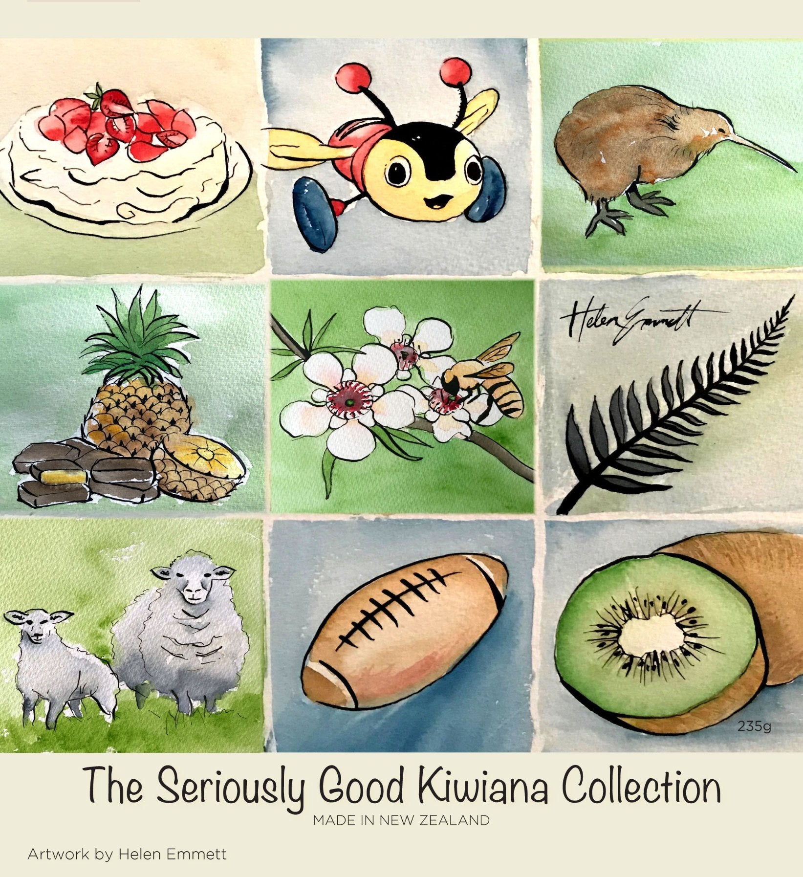 Kiwiana Collection Watercolour NZ chocolates 16 box