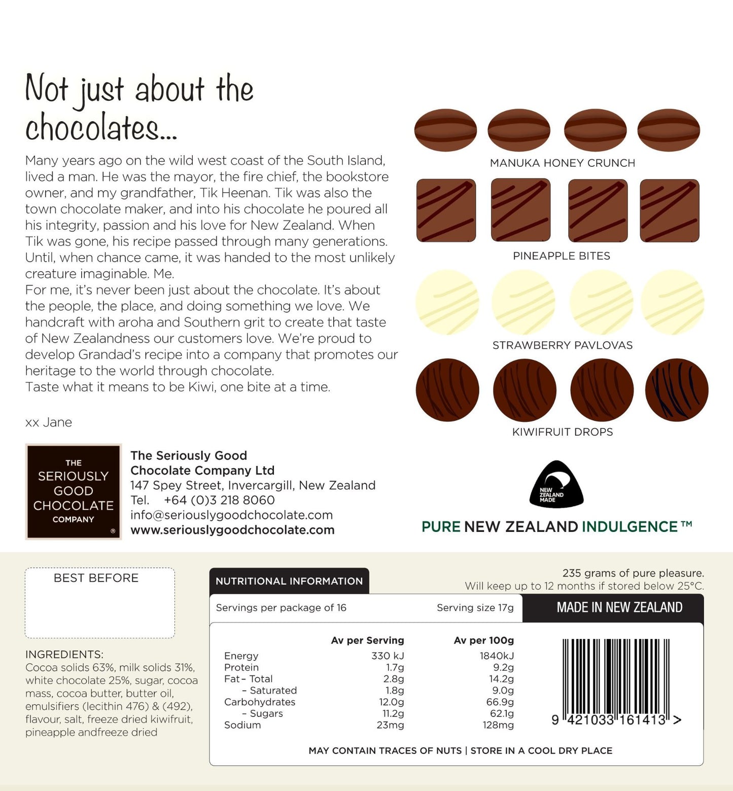 Kiwiana Collection Watercolour NZ chocolates 16 box