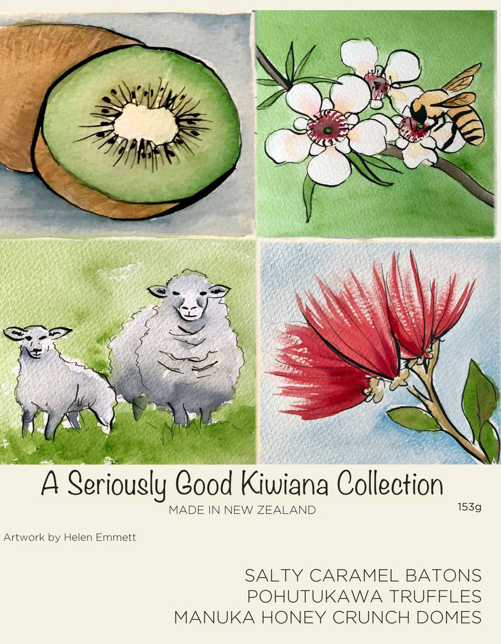 kiwiana watercolour collection 9 box - nz made iconic chocolates