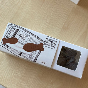White Chocolate chips and chocolate fish log box